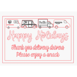 Delivery Driver Thank you Snack Sign UPS Post Office Fedex Amazon Digital Cut File Laser Wood SVG cutting template Glowforge