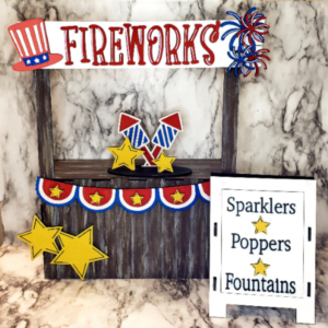 Fireworks Market Stand Interchangeable SVG laser file Wood Digital Cutting Glowforge
