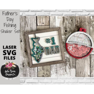 Father’s Day Fishing Shaker Frame Set Sign SVG File Digital Laser Wood Glowforge template