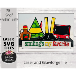 Elf movie inspired theme Decor Shelf Sitter Set SVG Wood Glowforge Digital Cut File Laser Wood Cutting Interchangeable