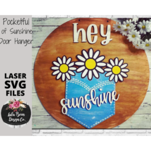 Pocketful of Sunshine Jeans Daisy Door Hanger SVG Digital Cut File Laser Glowforge Wood Cutting template