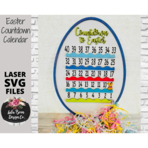 Easter Egg Bunny Spring Countdown Calendar SVG laser file Wood Digital Cutting Glowforge