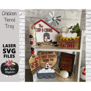 Chicken Tiered Tray SVG Laser Glowforge File Wood Mini Sign Digital Cut File  Wood Cutting