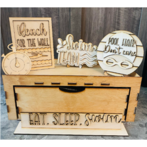 Swim Team Decor Shelf Sitter Set SVG Wood Glowforge Digital Cut File Laser Wood Cutting Interchangeable
