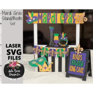 Mardi Gras Market Stand Interchangeable SVG laser file Wood Digital Cutting Glowforge