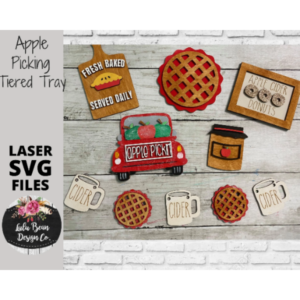 Apple Picking Cider Tier Tiered Tray Kit Wood Glowforge SVG File Sign Digital Cut File Laser Cutting
