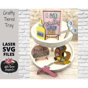 Crafty Craft Supply Tiered Tray SVG Laser Glowforge File Wood Mini Sign Digital Cut File  Wood Cutting