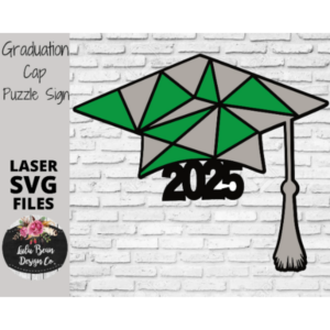 Graduation Cap Hat Geometric 2025 Personalized Puzzle Piece Sign Digital Cut File Laser Wood SVG cutting template door hanger