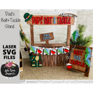 Dad’s Bait and Tackle Market Stand Interchangeable SVG laser file Wood Digital Cutting Glowforge