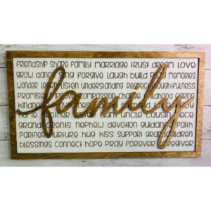 Home and Family Engraved Word Sign Digital Cut File Laser Wood SVG cutting template Glowforge
