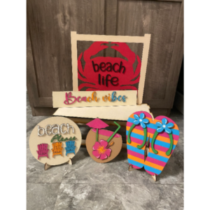 Summer Crab Beach Interchangeable Bench Backer SVG Laser Glowforge Digital Cut File Wood Cutting Shelf Sitter Sets
