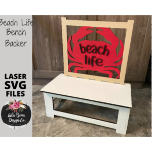 Summer Crab Beach Interchangeable Bench Backer SVG Laser Glowforge Digital Cut File Wood Cutting Shelf Sitter Sets