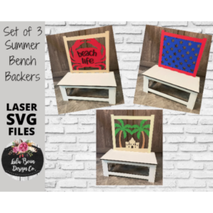 Set of three Summer Beach Patriotic Interchangeable Bench Backers SVG Laser Glowforge Digital Cut File Wood Cutting Shelf Sitter Sets