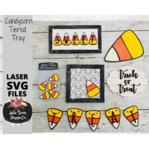 Candy Corn Halloween Fall Tiered Tray SVG Laser Glowforge File Wood Mini Sign Digital Cut File  Wood Cutting