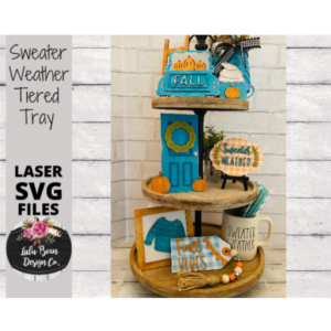 Sweater Weather Fall Tiered Tray SVG Laser Glowforge File Wood Mini Sign Digital Cut File  Wood Cutting