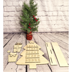 Countdown to Christmas Tree Presents Calendar SVG laser file Wood Digital Cutting Glowforge