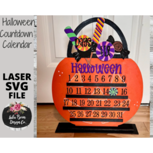 Countdown to Halloween Jack-o-lantern Treat Candy Bucket Calendar SVG laser file Wood Digital Cutting Glowforge