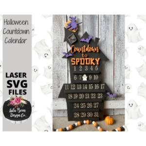 Countdown to Spooky Halloween  Calendar Ghost SVG laser file Wood Digital Cutting Glowforge