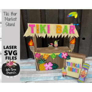Tiki Bar Market Stand Interchangeable SVG laser file Wood Digital Cutting Glowforge
