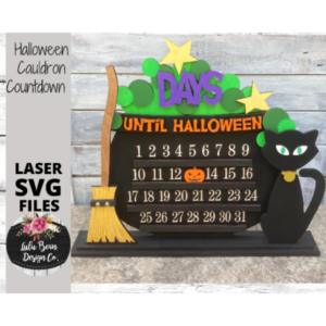Halloween Countdown Calendar Cauldron Cat Ghost SVG laser file Wood Digital Cutting Glowforge