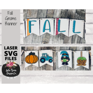 Fall Gnome Caramel Apple Pumpkin Banner SVG Laser Glowforge File Wood Mini Sign Digital Cut File  Wood Cutting