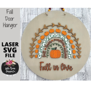 Fall in Love Rainbow Leopard Round Door Hanger SVG laser Glowforge Digital Cut File Wood Cutting template