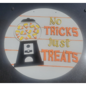 No Tricks Just Treats Halloween Gumball Candy Corn Door Hanger SVG laser Glowforge file Digital Cut File Wood Cutting template