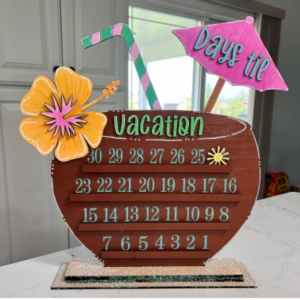 Countdown to Vacation Cocktail Calendar SVG laser file Wood Digital Cutting Glowforge