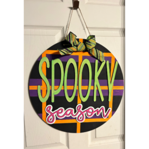 Spooky Season Halloween Plaid Door Hanger SVG laser file Digital Cut File Wood Cutting template