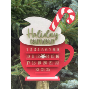 Christmas Hot Cocoa Mug Countdown Calendar SVG laser Glowforge file Wood Digital Cutting