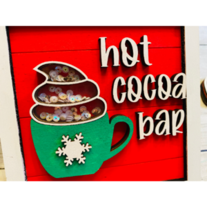 Hot Cocoa Bar Candy Cane Mug Coffee SVG Shaker Sign Wood Glowforge Laser Cut File Sign Digital Cutting