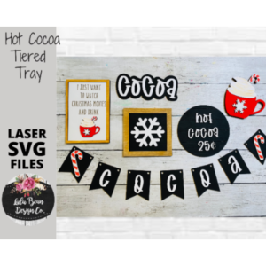 Hot Cocoa Bar Christmas Movie Tiered Tray Set SVG laser file Wood Digital Cutting Glowforge