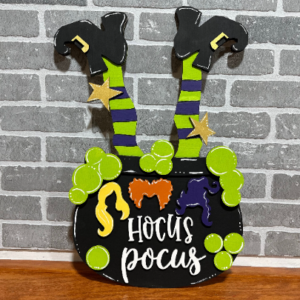 Hocus Pocus Halloween Witch Cauldron Legs Digital Cut File Laser Glowforge Wood Cutting SVG door hanger template