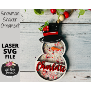 Snowman Shaker Christmas Ornament Personalized SVG laser file Wood Digital Cutting Glowforge