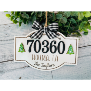 Zip Code Ornament Personalized Family Town City Christmas SVG laser file Wood Digital Cutting Glowforge