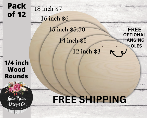 Wood Circles Birch Bundle of 12, Size options