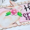 Hello Spring Easter Bunny Flowers Floral Lace Door Hanger Split Option Sign SVG File Digital Laser Wood Glowforge template - Image 6