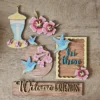 Hummingbird Welcome Friends Decor Shelf Sitter Set SVG Wood Glowforge Digital Cut File Laser Wood Interchangeable - Image 2