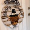 Udderly Thankful Highland Cow Thanksgiving Round Door Hanger SVG laser file Digital Cut File Wood Cutting template - Image 8