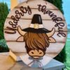 Udderly Thankful Highland Cow Thanksgiving Round Door Hanger SVG laser file Digital Cut File Wood Cutting template - Image 9