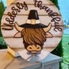 Udderly Thankful Highland Cow Thanksgiving Round Door Hanger SVG laser file Digital Cut File Wood Cutting template - Image 3